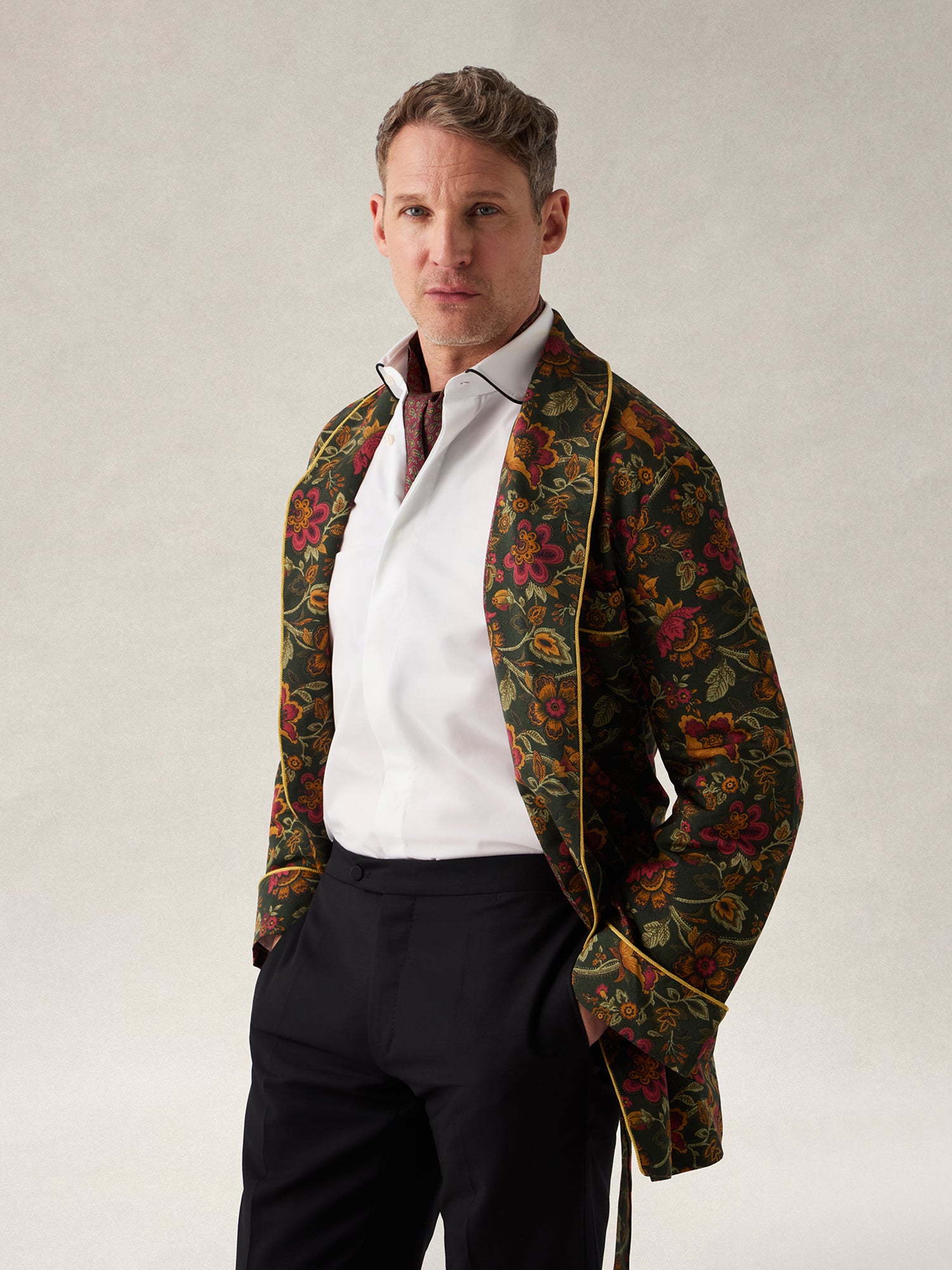 Robert Talbott Reeves Piped Camicia formal uomo White cotone