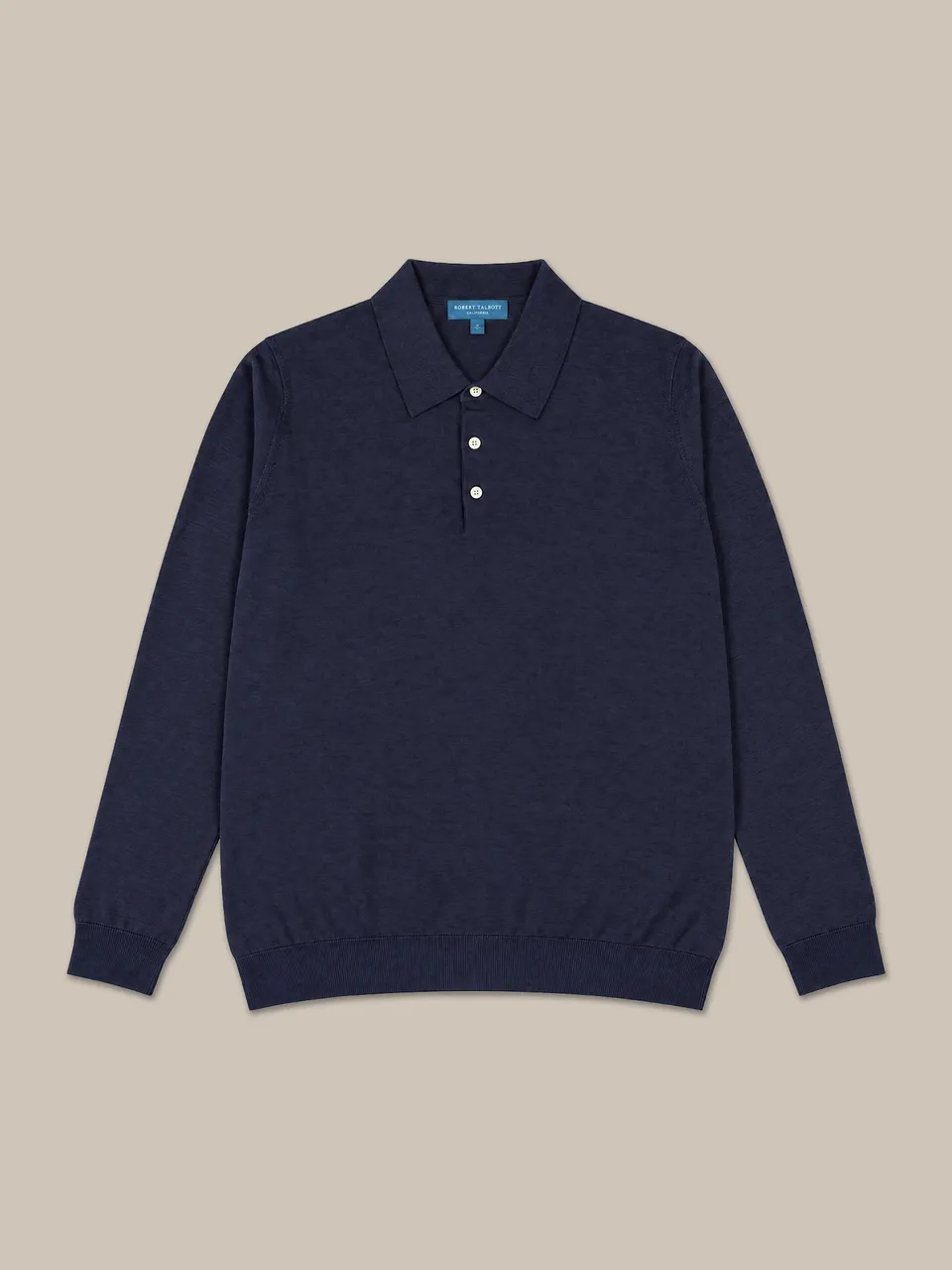 Robert Talbott Henson maglione polo lana seta blu navy