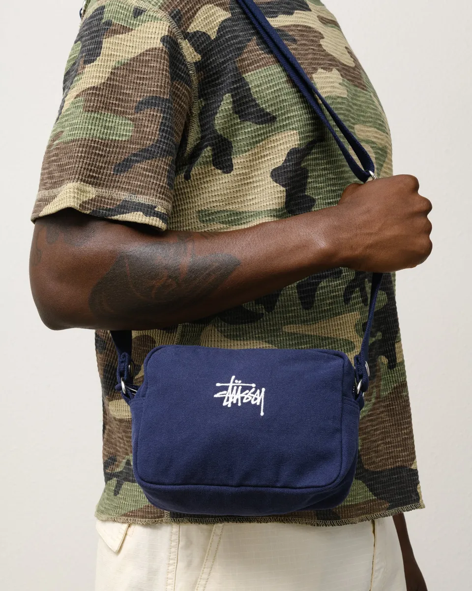 Stussy Accessories Canvas Pouch pochette Navy cotone