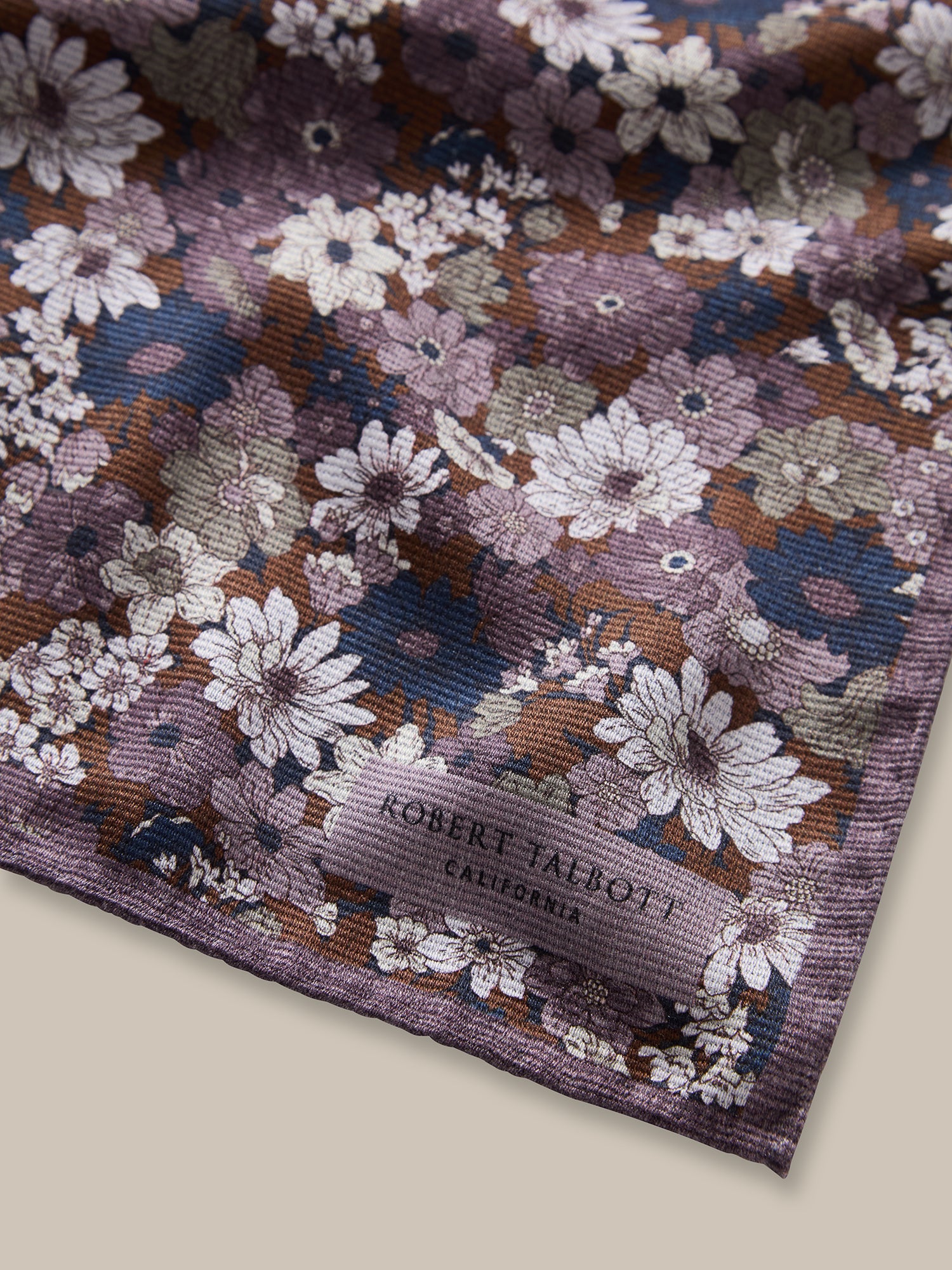 Robert Talbott Collins Floral pochette seta lilla OS