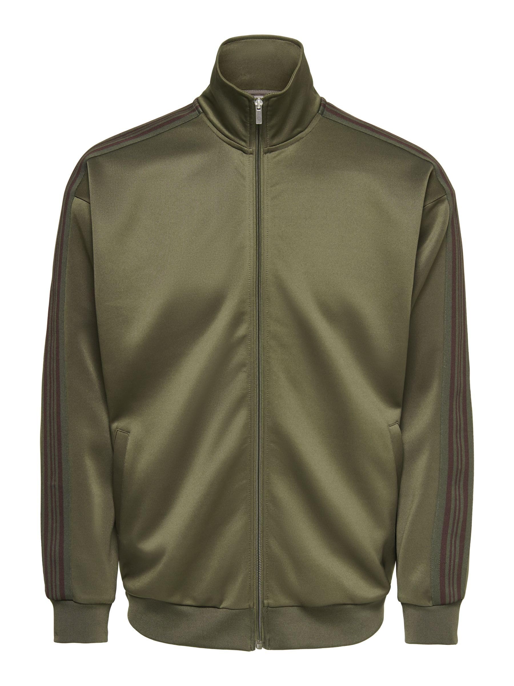 Only & Sons Onsriber RLX LS Zip Stripe Track Sweat Felpa Nero L