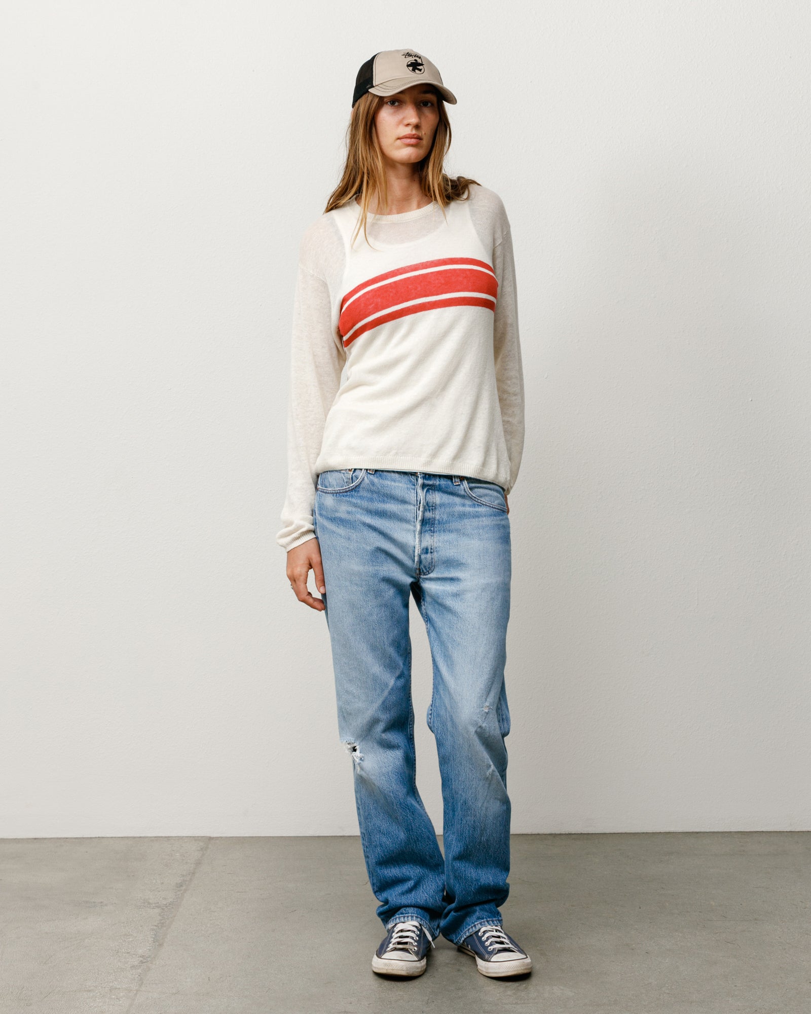 Stussy Lightweight Striped Sweater maglione Bone