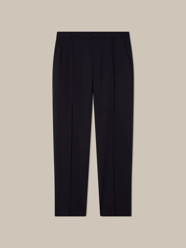 Robert Talbott Stewart Pantalone Lana Blu Navy Tech Wool