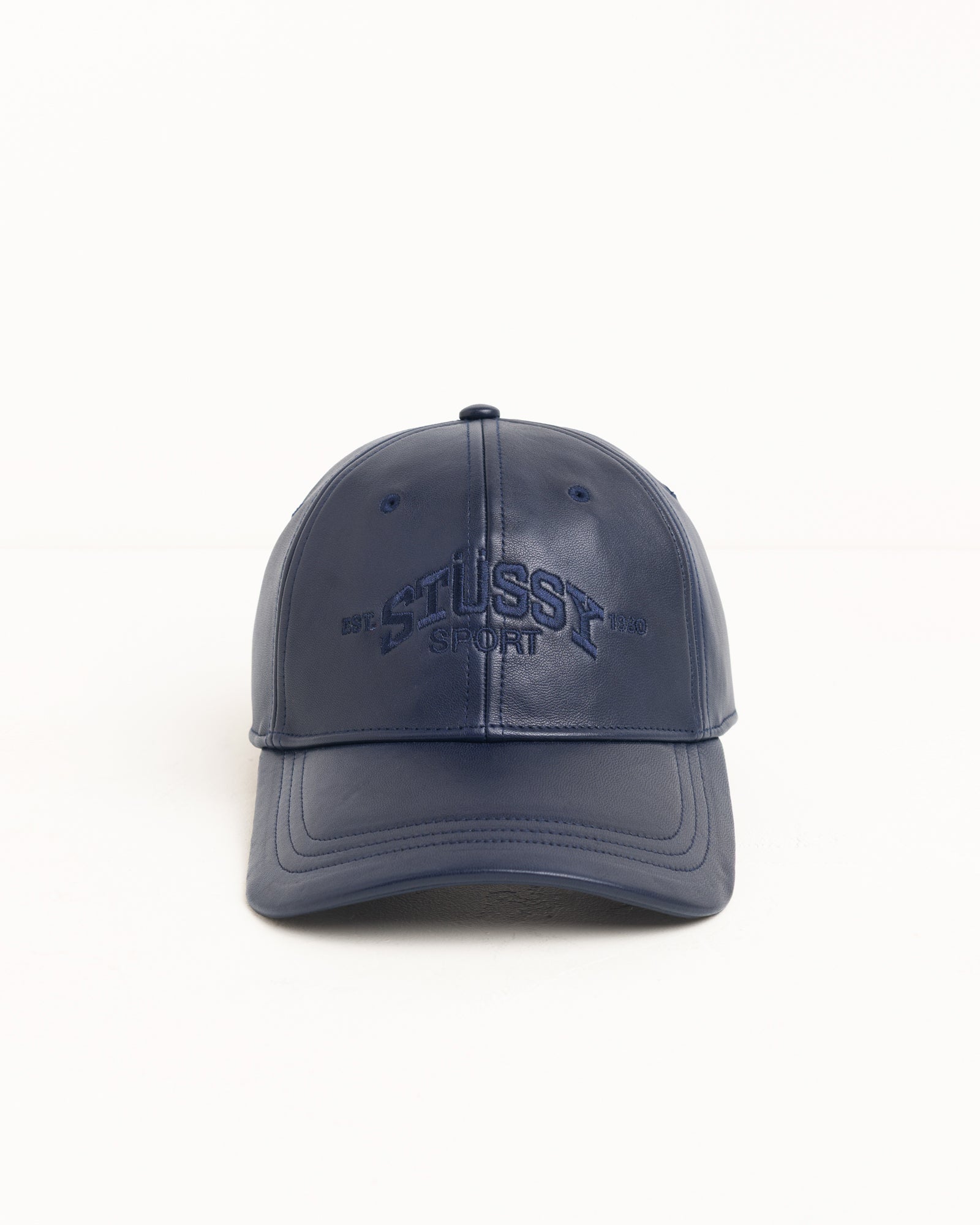 Stussy Headwear Sport Leather Cap berretto pelle Navy
