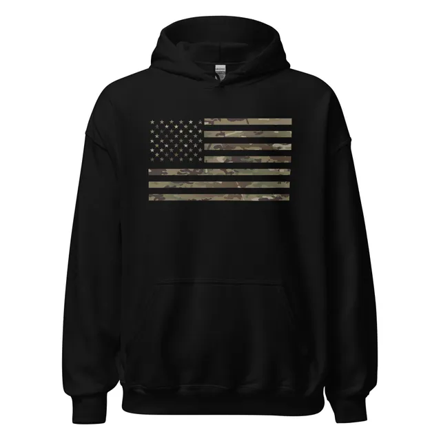 7.62 Design Camo Flag Felpa uomo nero cotone cappuccio