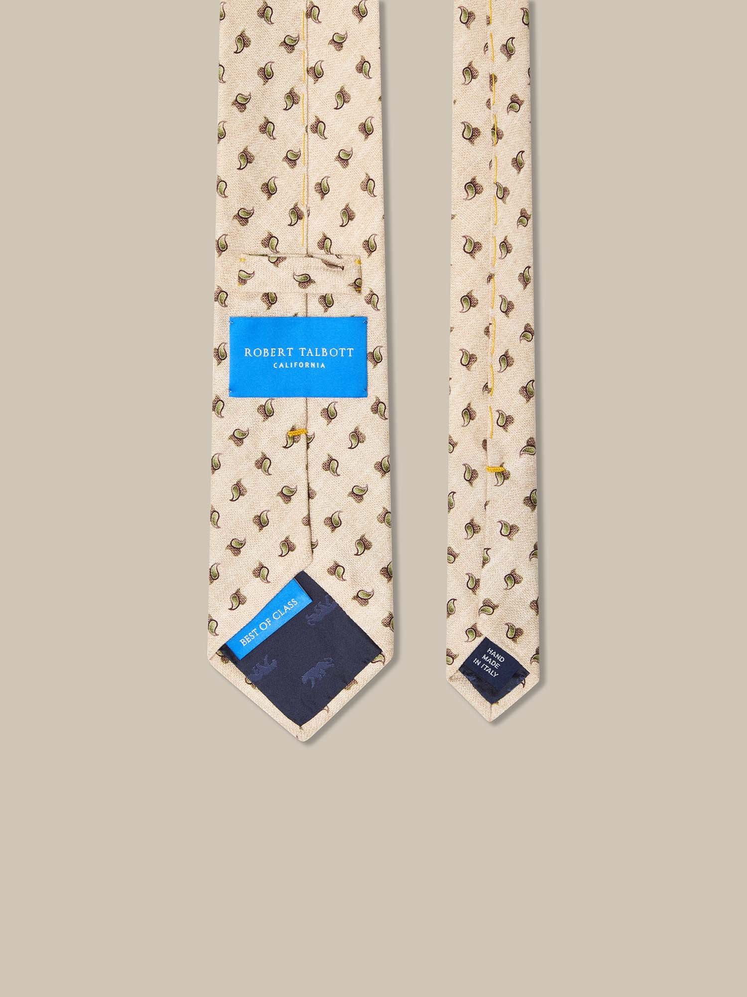 Robert Talbott Neckties Robert Multi Pine cravatta crema seta