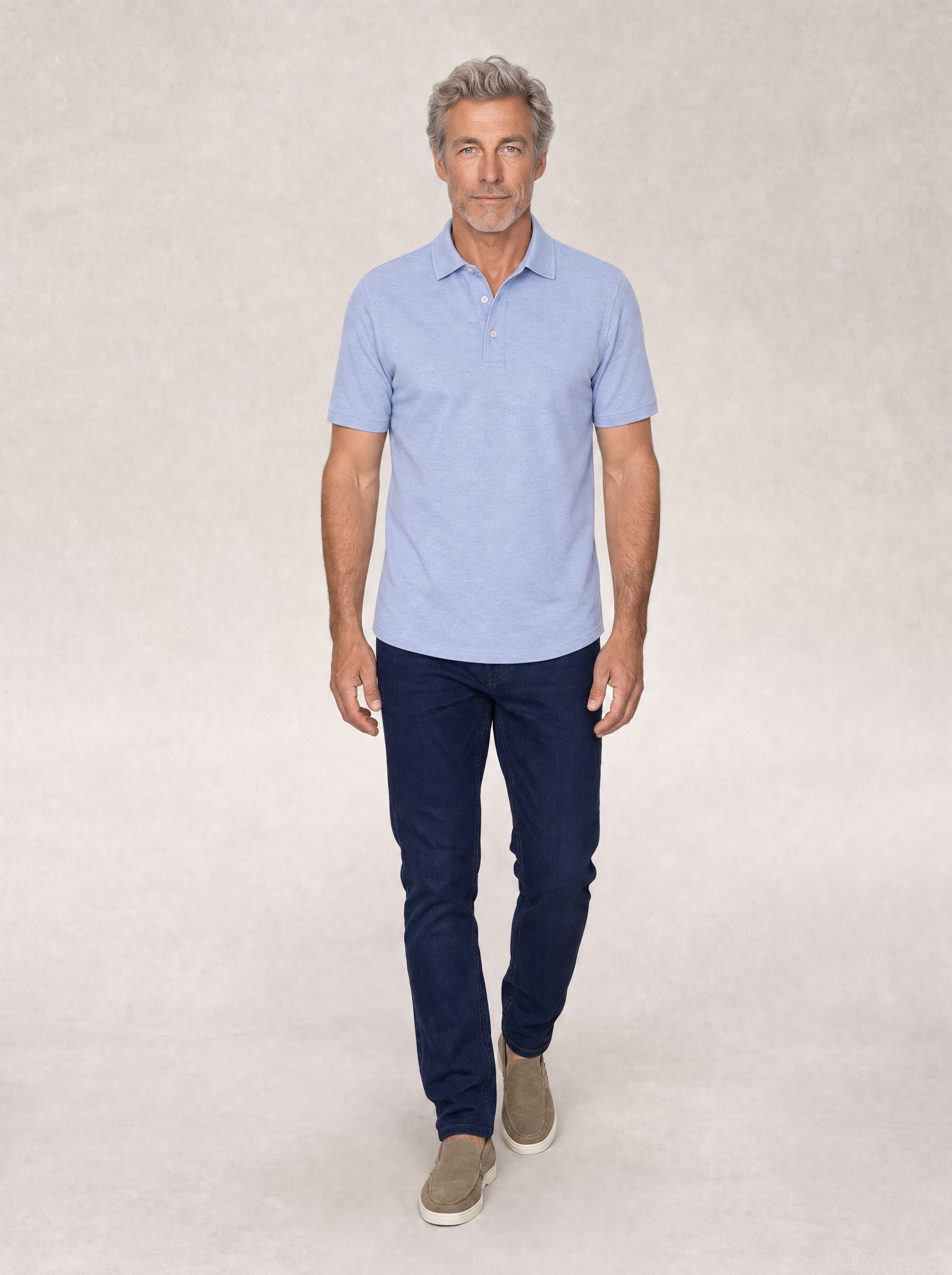 Robert Talbott Taylor Polo Lino Azzurro 100% Lino