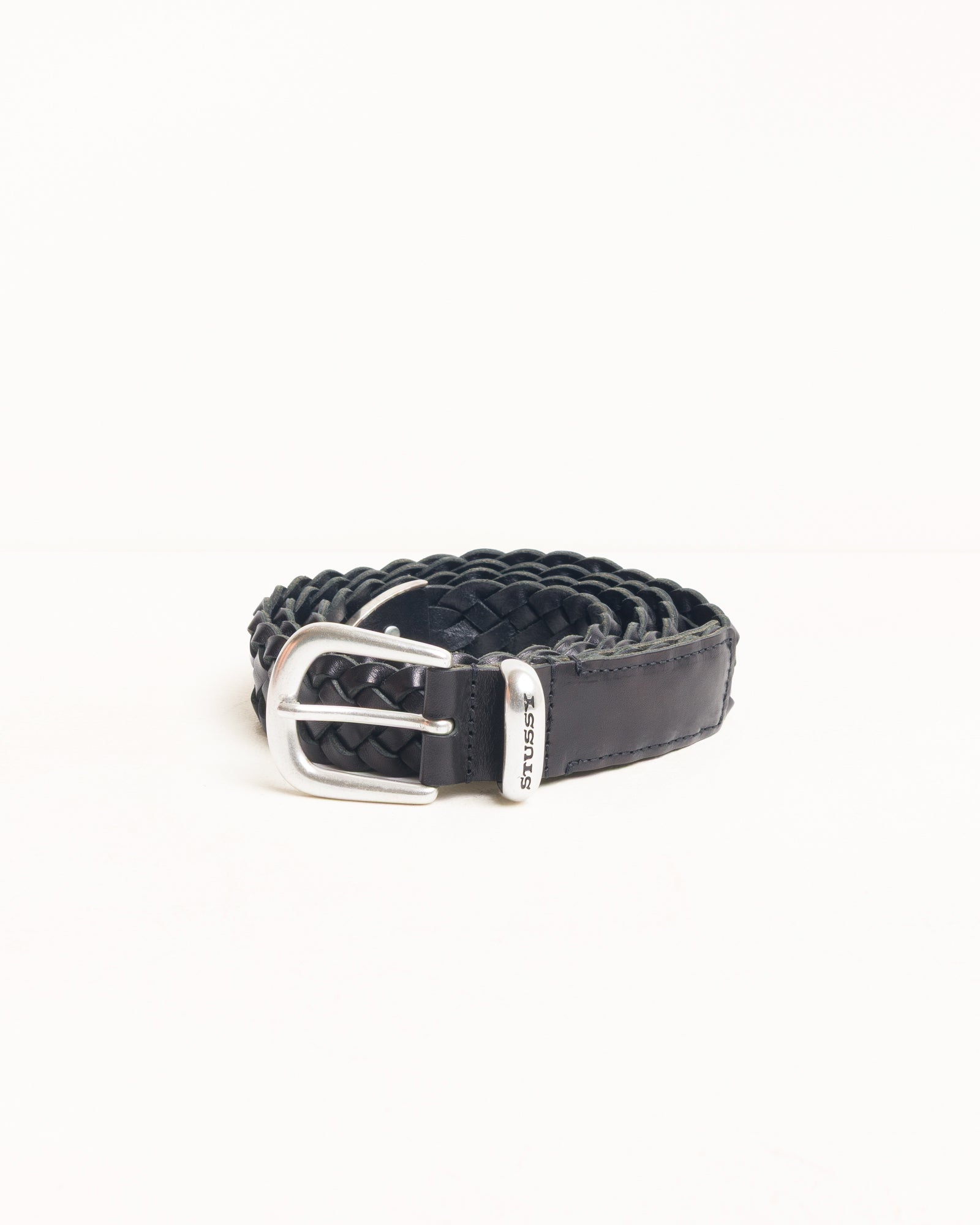 Stussy Braided Leather Belt cintura pelle nera S/M