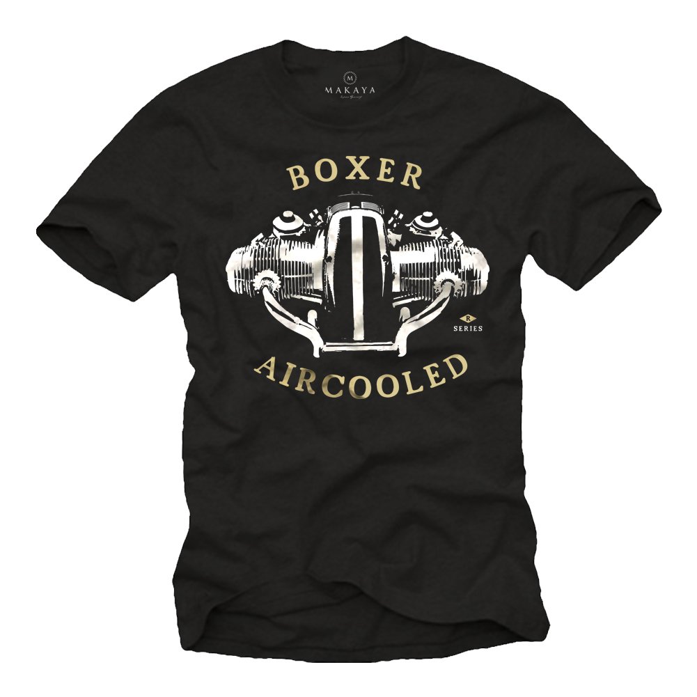 MAKAYA T-Shirt Uomo Boxer Motor maglietta nera cotone