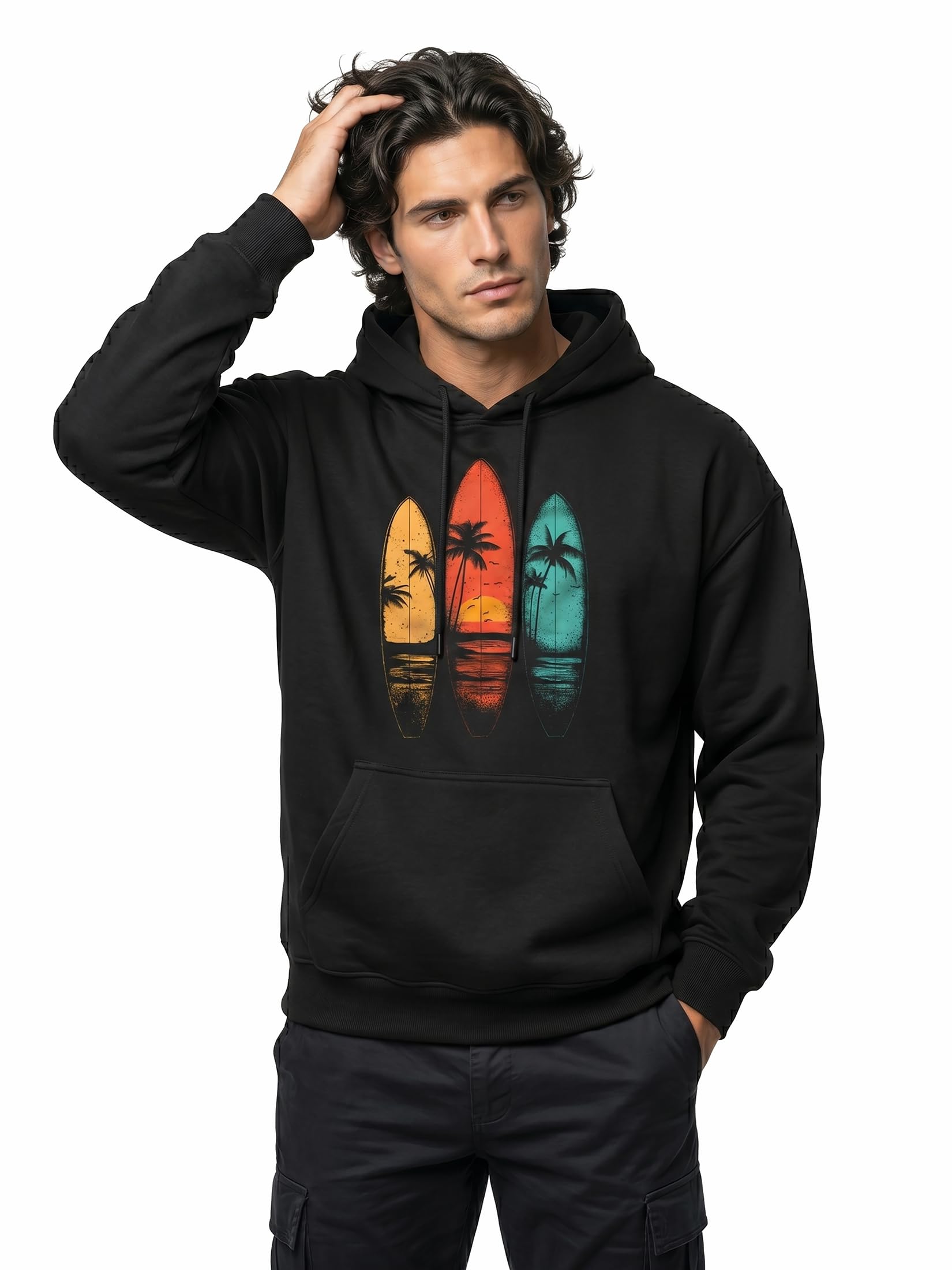 MAKAYA Surf Palme felpa con cappuccio uomo M vintage