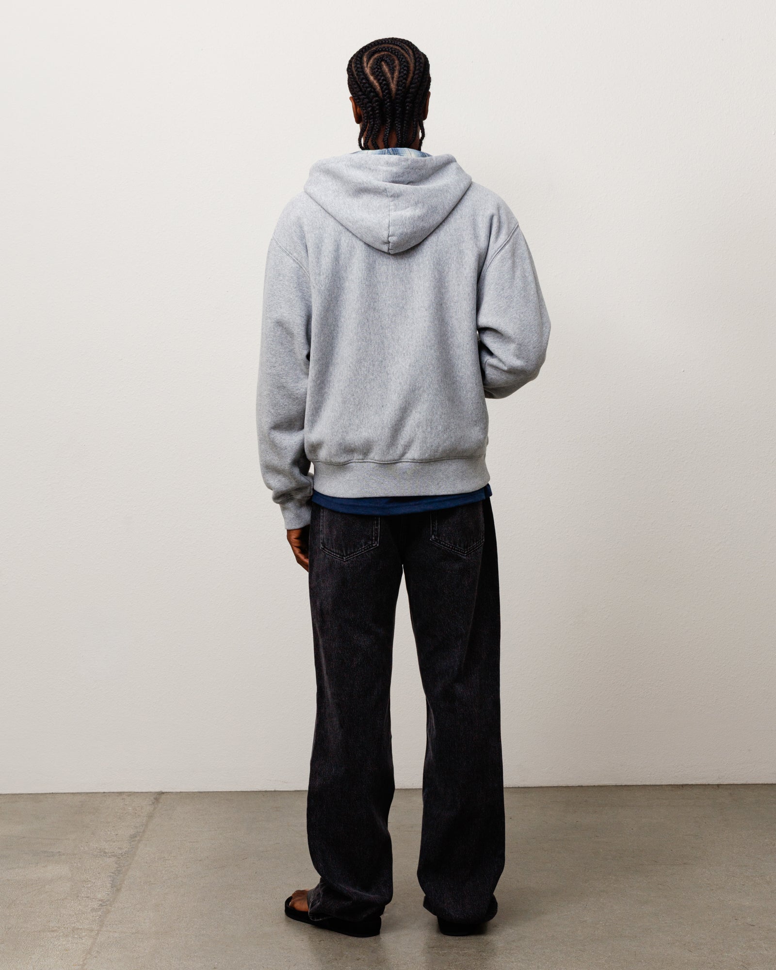 Stussy Zip Sweats Felpa Zip Cappuccio Grey Heather fodera quadri