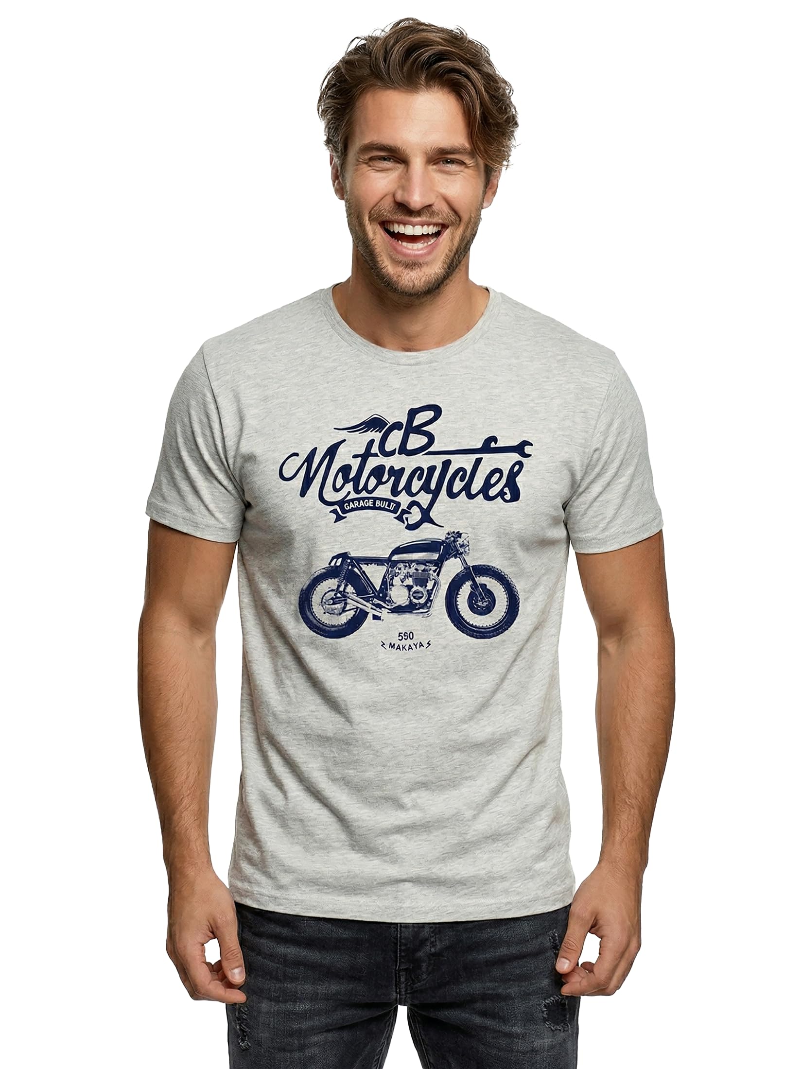 MAKAYA Moto Cafe Racer CB500 t-shirt uomo cotone taglia L