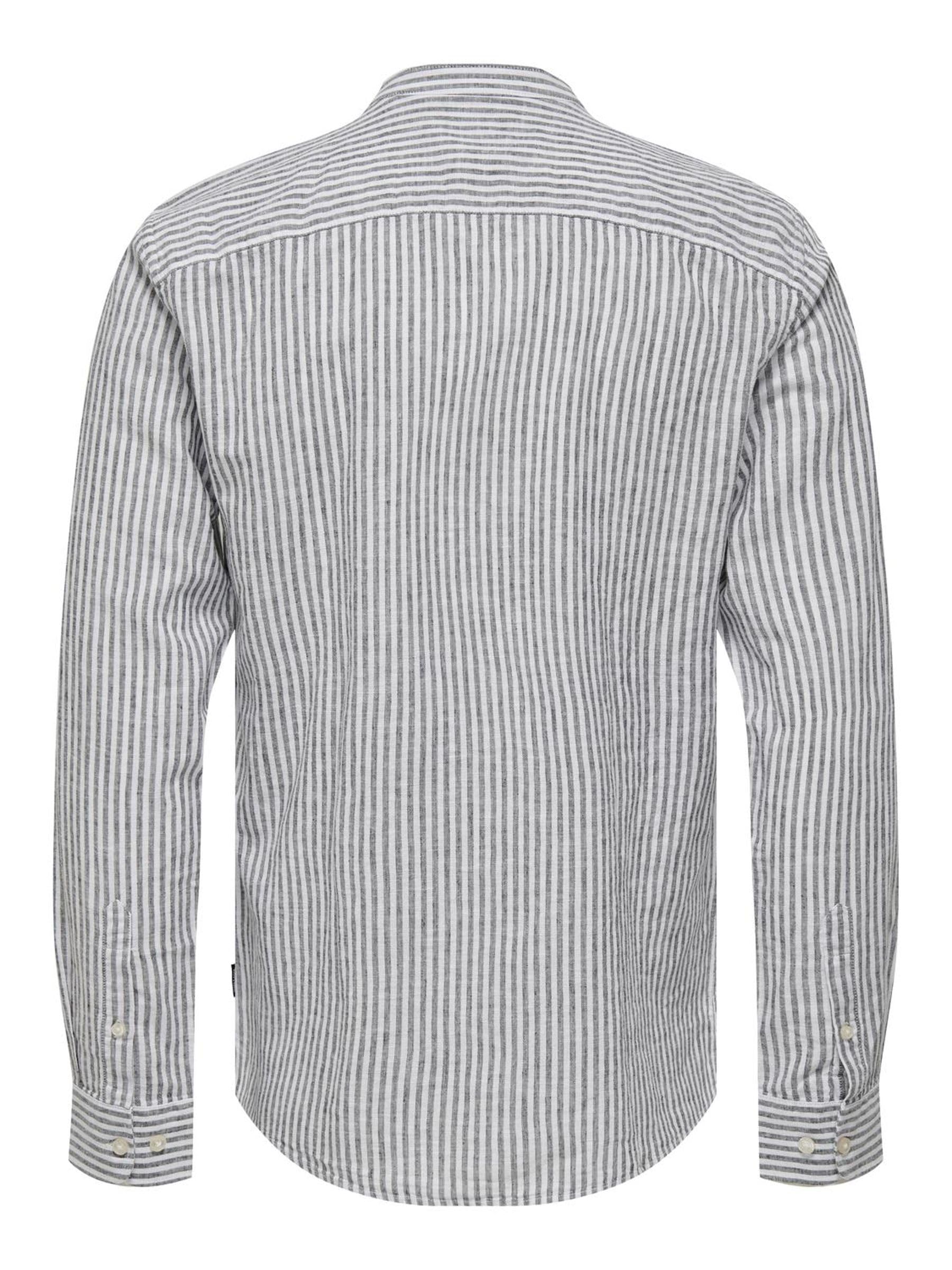 ONLY & SONS Camicie lino righe camicia uomo blu Cachemire