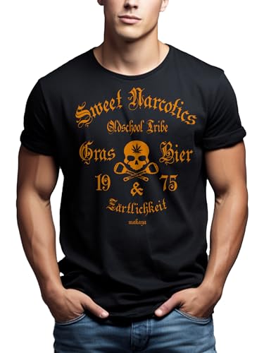 MAKAYA Sweet Narcotics T-Shirt Uomo Nera XL Cotone