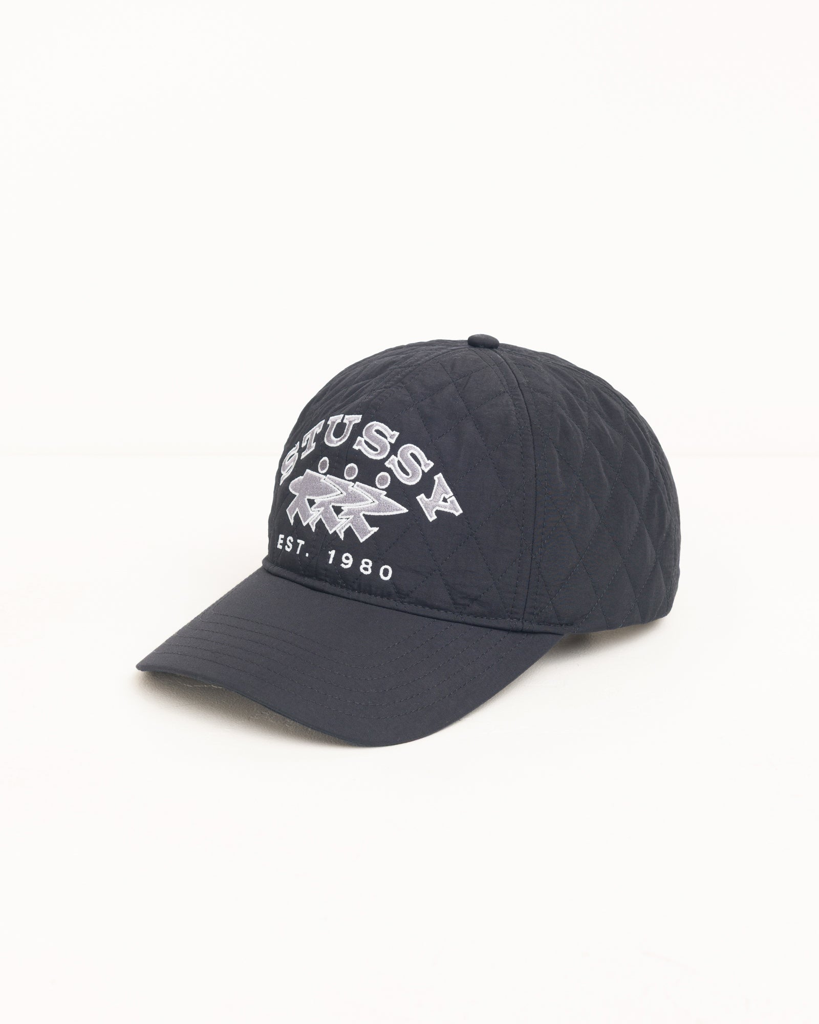 Stussy Headwear Quilted Surfwalk Snapback cappello Black nylon