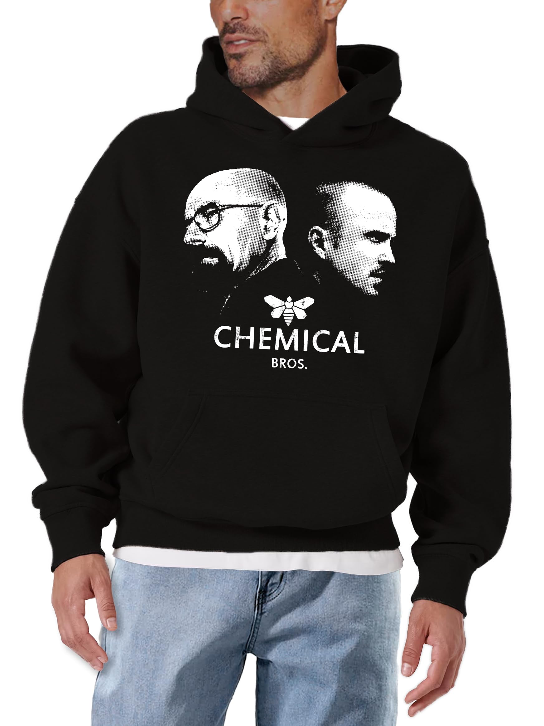 Makaya Chemical Bros Felpa Uomo Cappuccio Nera L Cotone