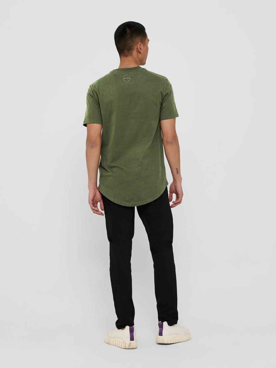 ONLY & SONS Longline T-shirt maglietta olive night M tasca