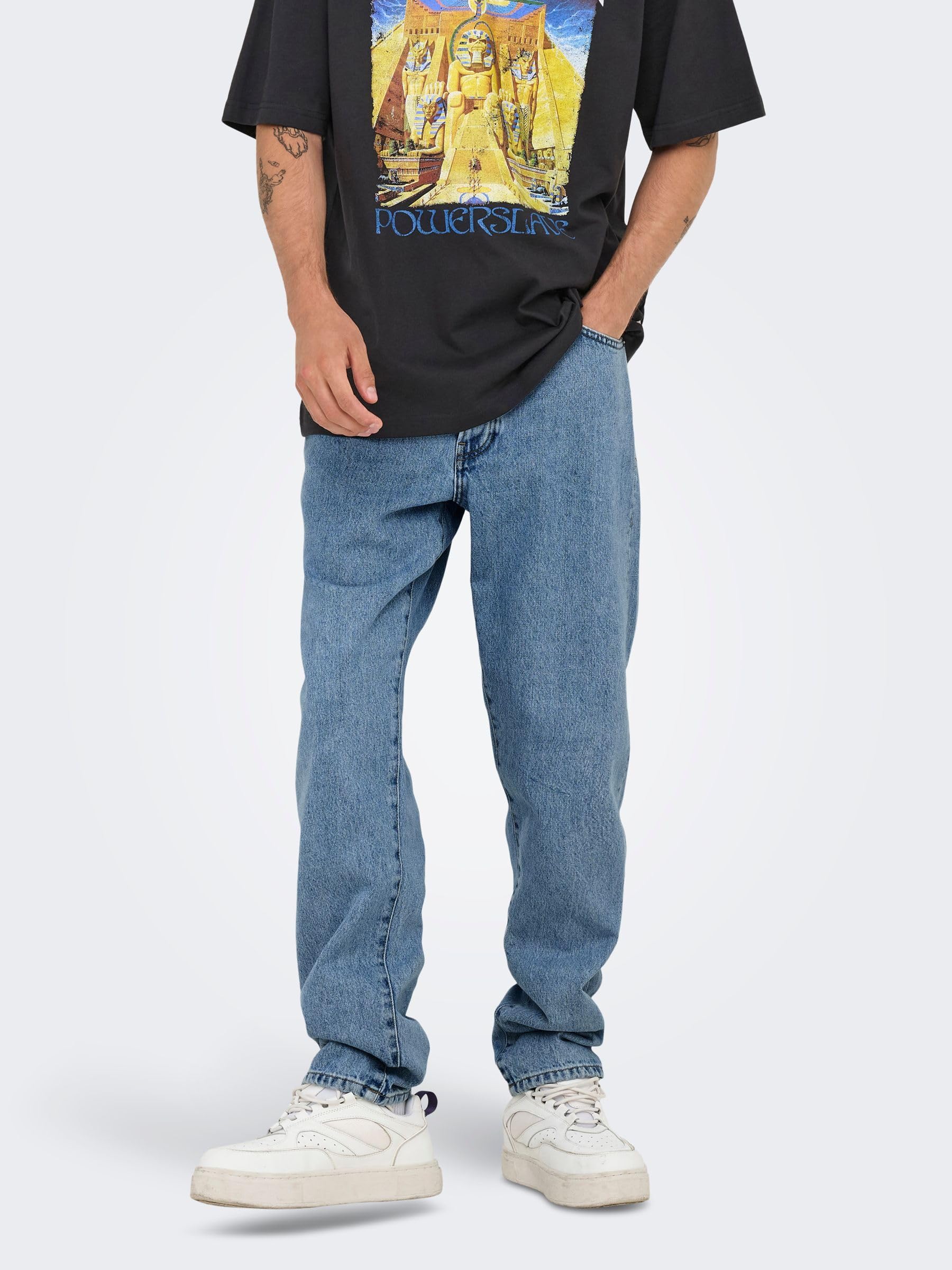 Only & Sons Onstye Vita Alta Jeans Tapered 32W/30L Blu