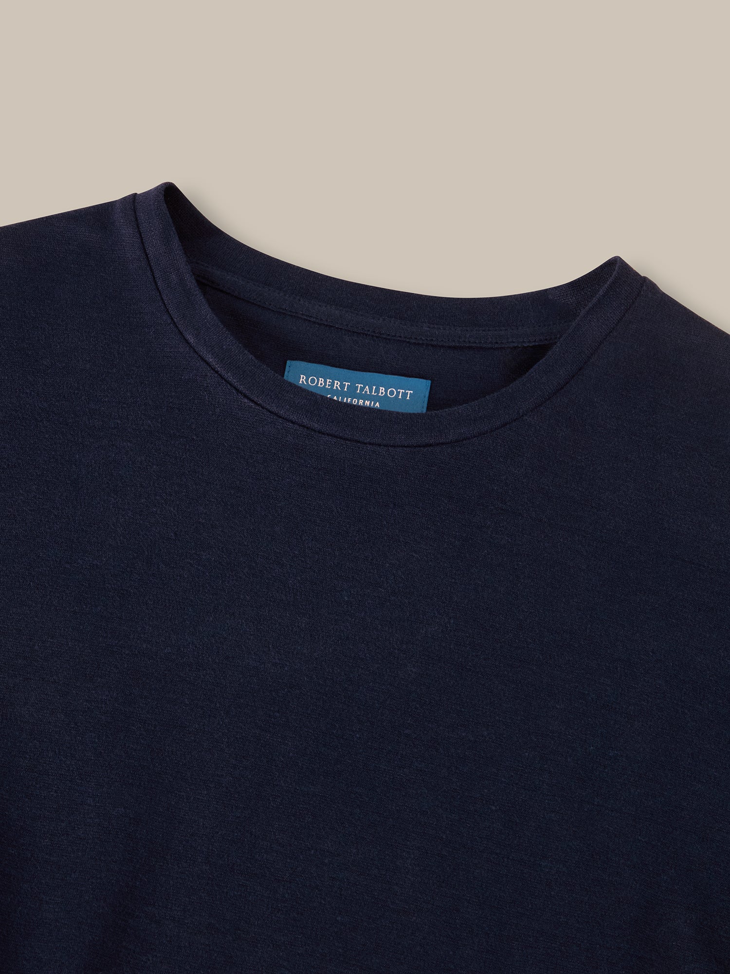 Robert Talbott Davis T-Shirt Uomo Blu Navy Lino 100%