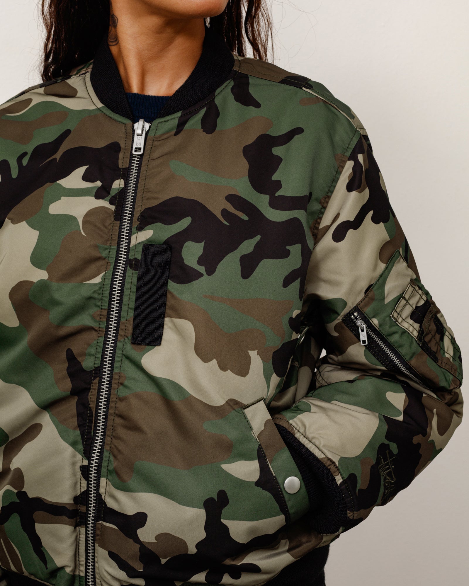 Stussy MA-1 Bomber Jacket giubbotto woodland camo Cordura