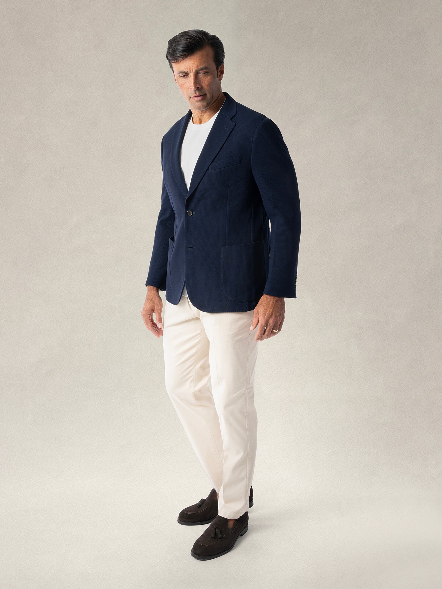 Robert Talbott Wright Knit Blazer giacca cotone navy 46