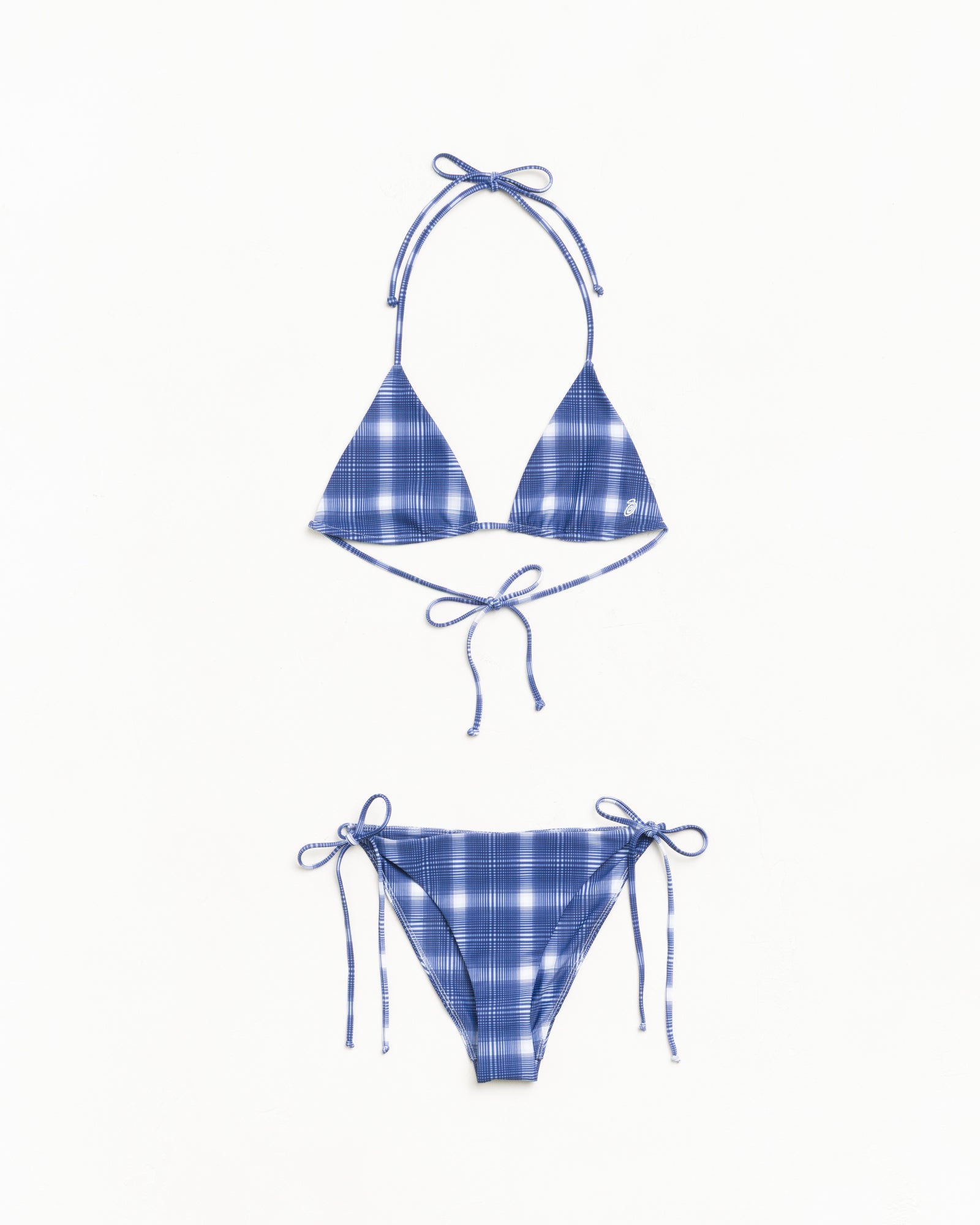 Stussy Triangle Bikini top navy plaid elastan