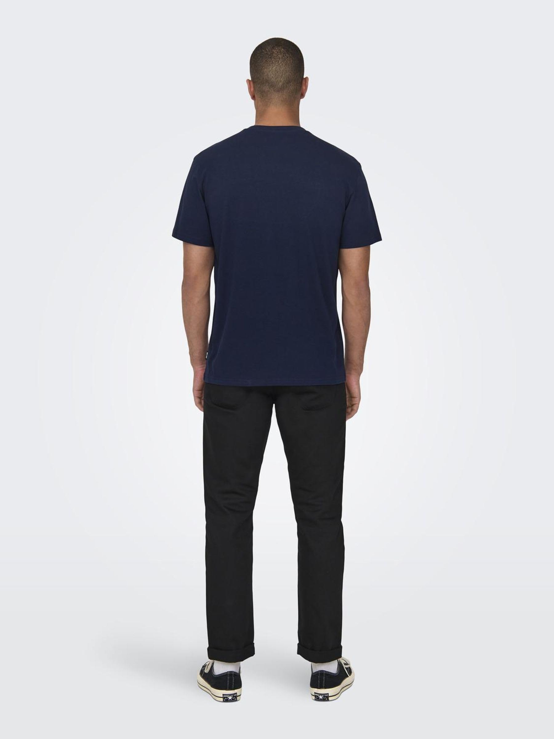 ONLY & SONS T-shirt Girocollo Uomo S Blu Stampa 3D