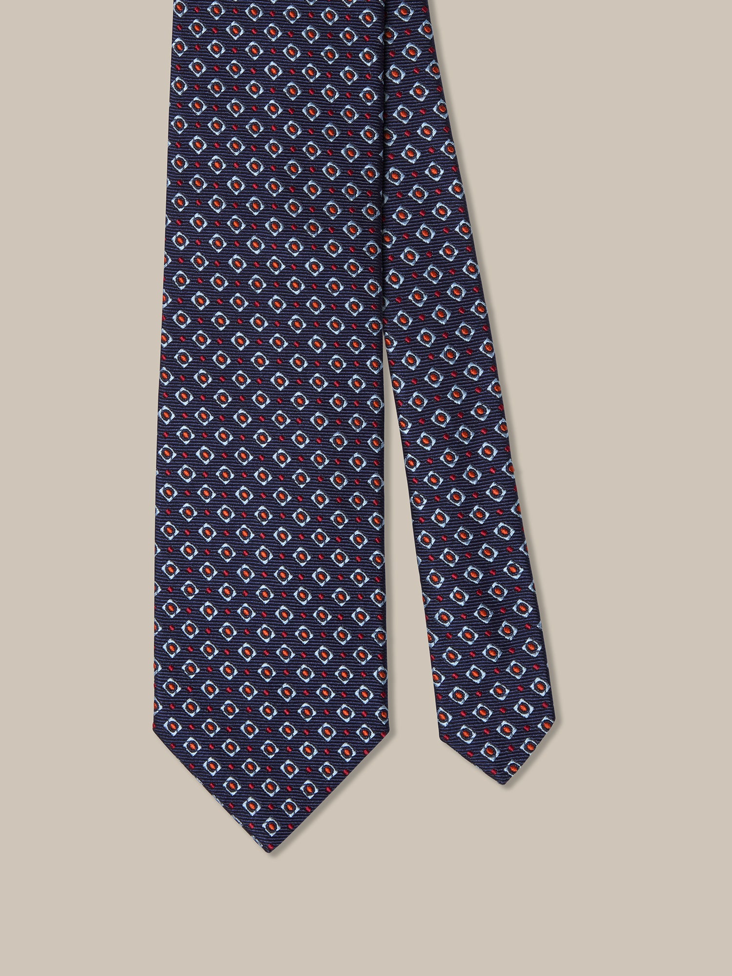 Robert Talbott Robert Cravatta Seta Blu Navy Geo Neat REG