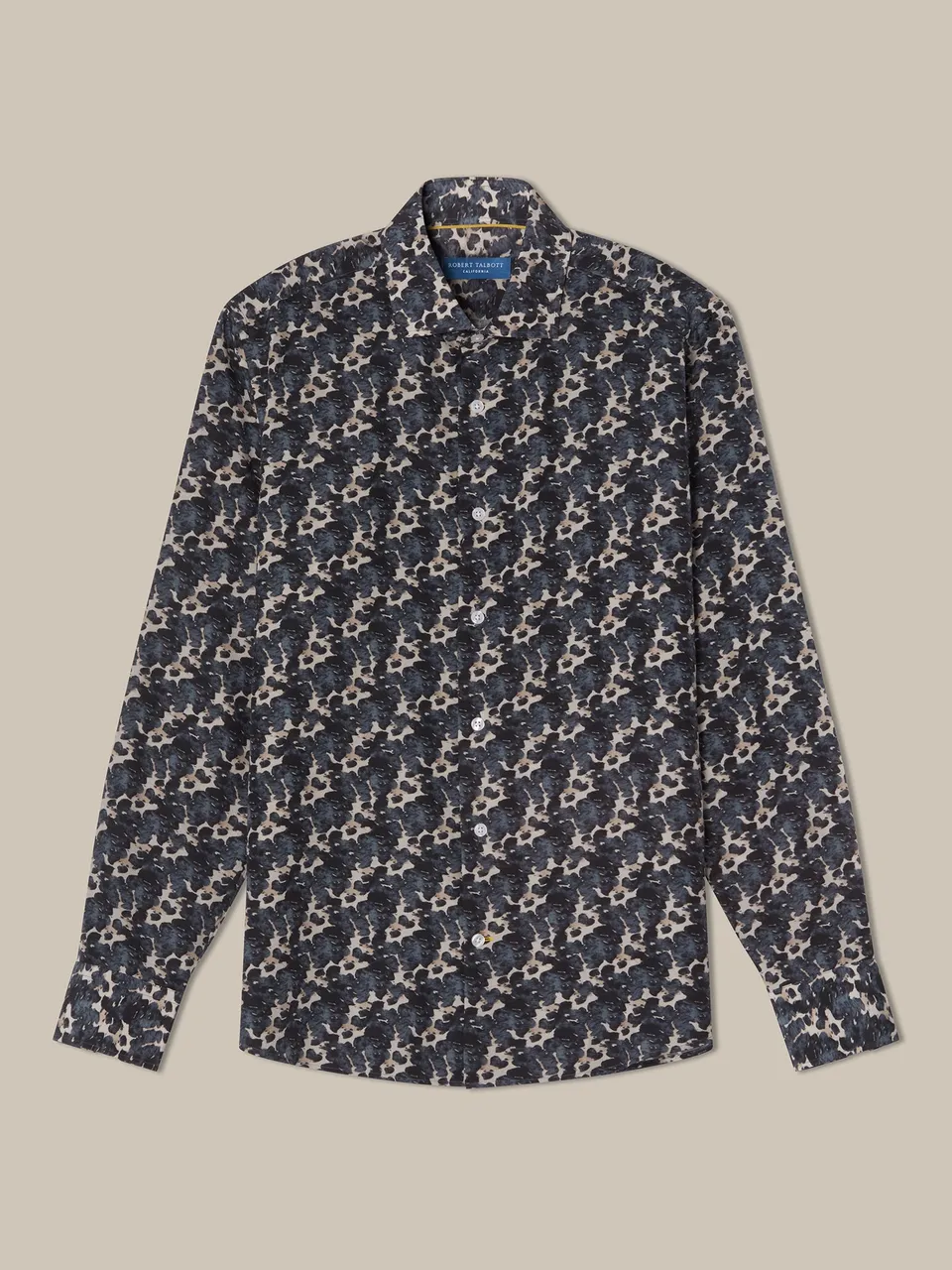 Robert Talbott Reynolds Camicia Seta Nero Fantasia Cow