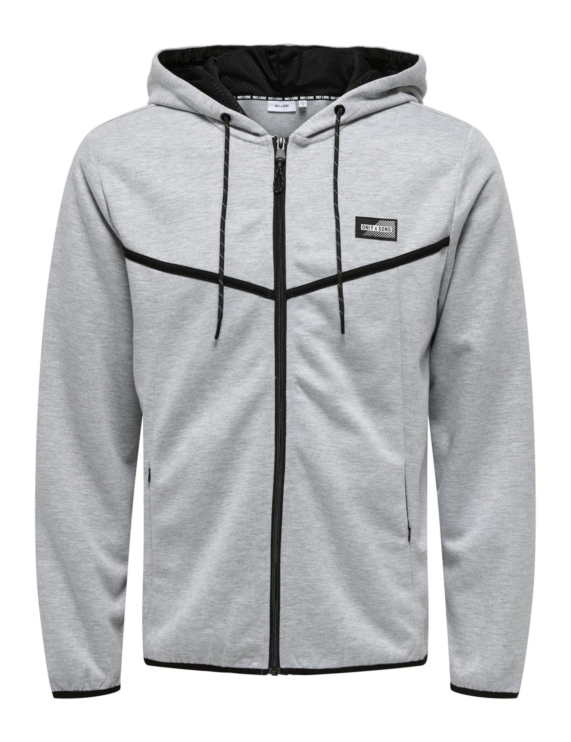 ONLY & SONS Onsliam Reg Felpa con Cappuccio Grigio Melange XS