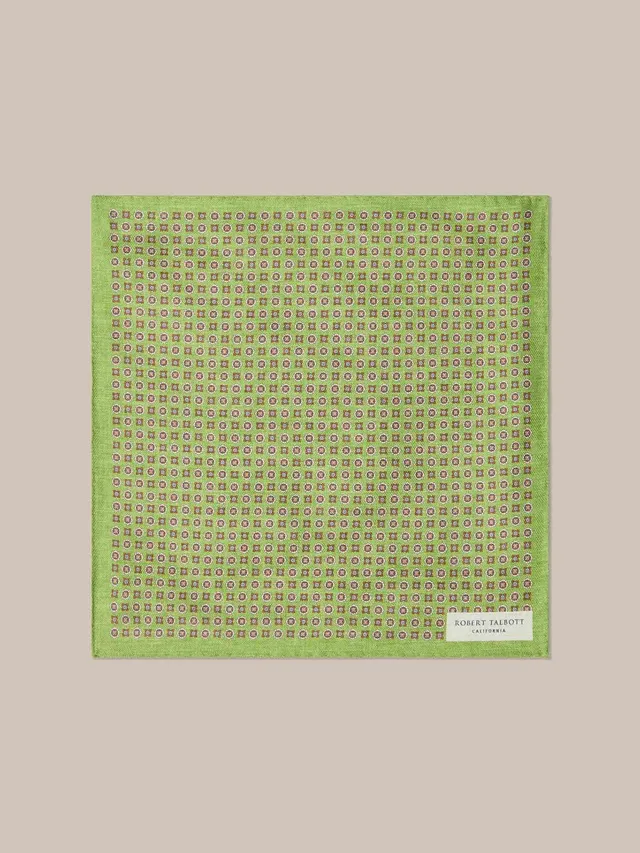 Robert Talbott Colton fazzoletto taschino verde seta
