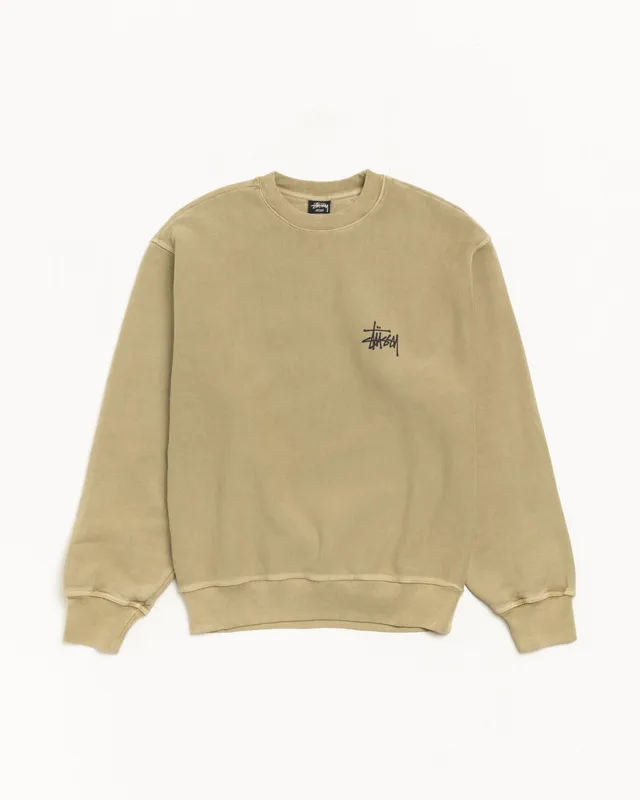 Stussy Basic Crew felpa elm cotone pesante 430gsm logo