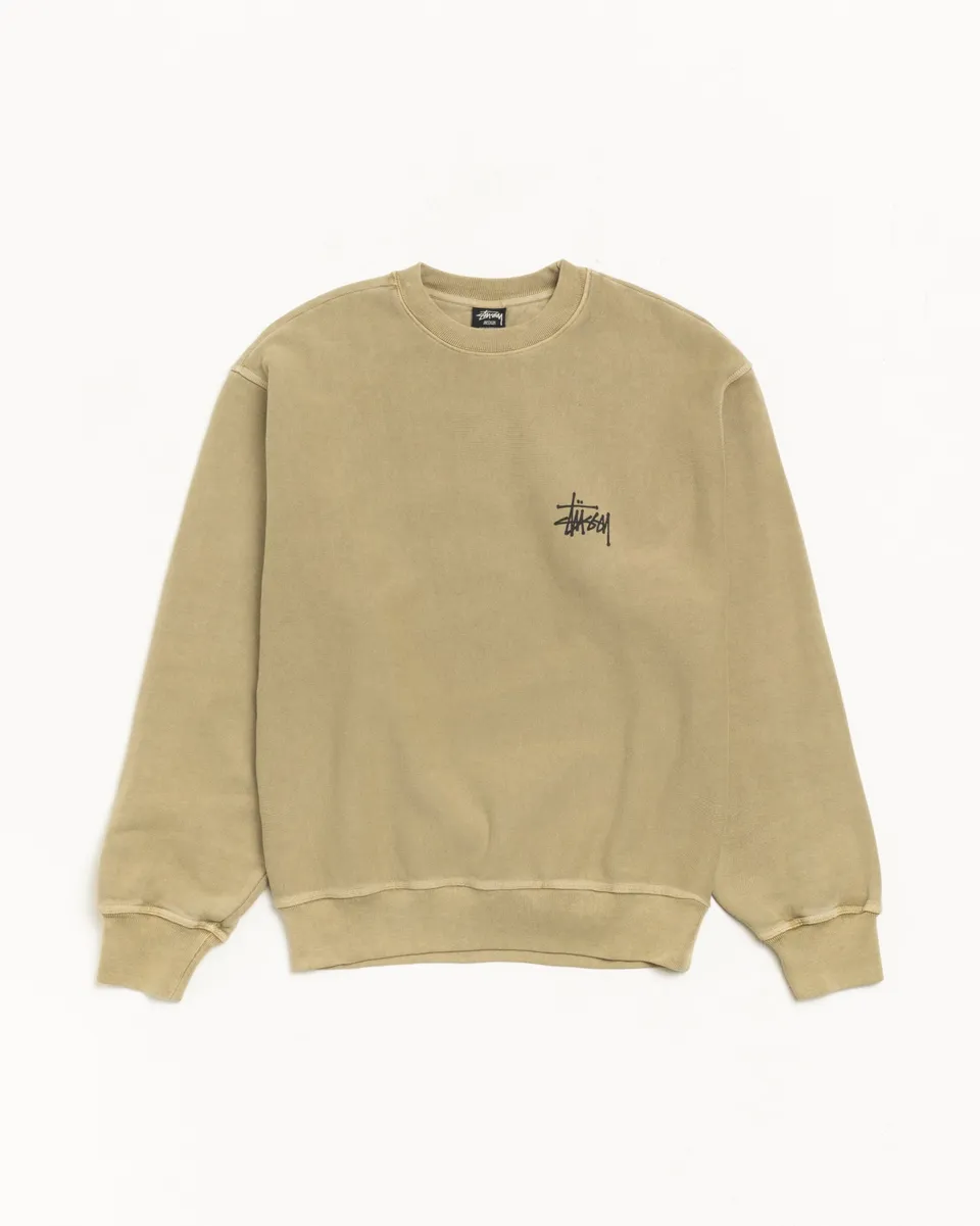 Stussy Basic Crew felpa elm cotone pesante 430gsm logo