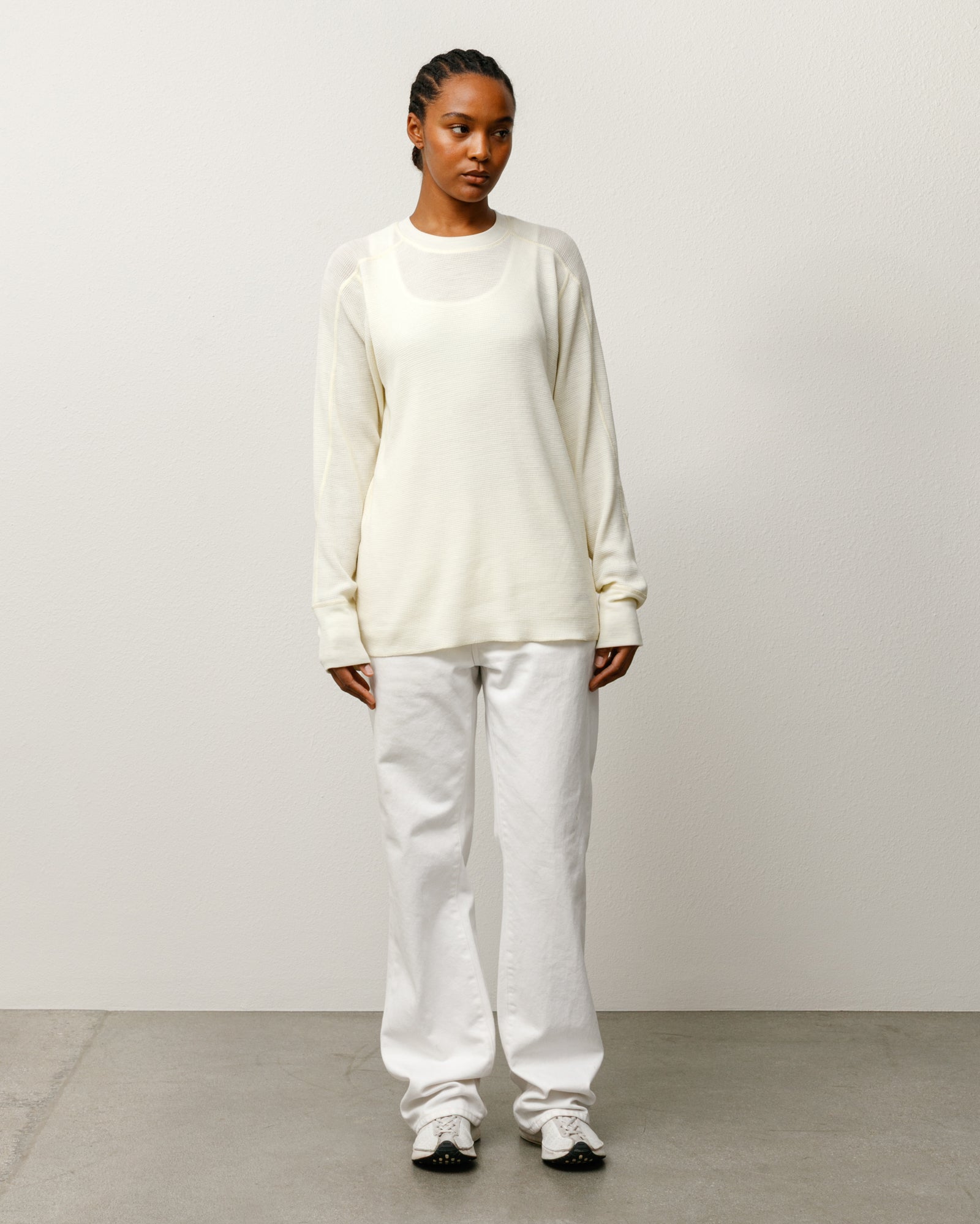 Stussy Wool Thermal maglia ecru lana
