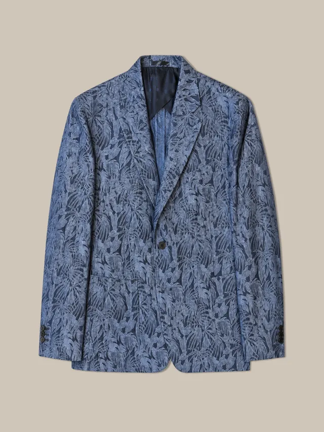 Robert Talbott Wright Floral Jacquard Blazer Seta Blu Delft