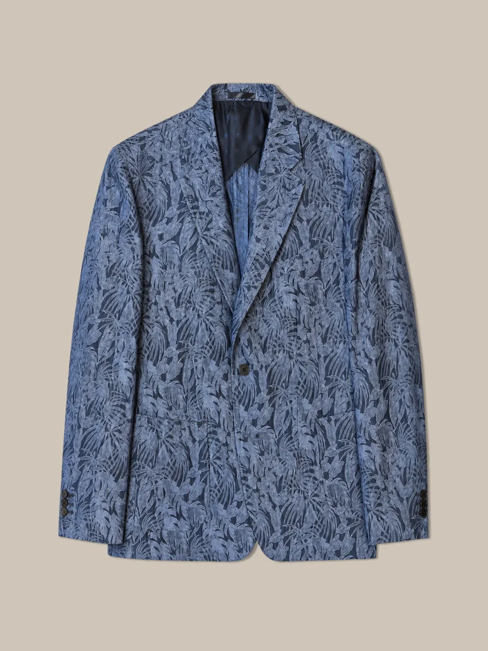 Robert Talbott Wright Floral Jacquard Blazer Seta Blu Delft