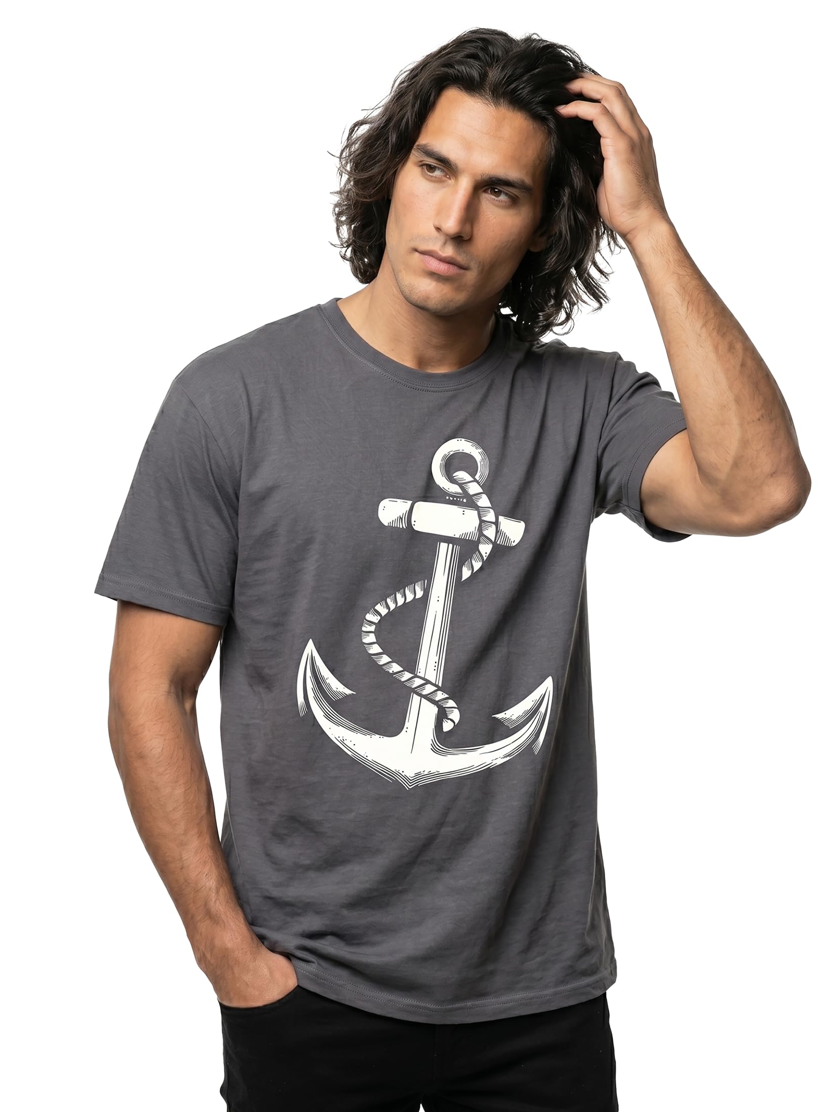 MAKAYA Anchor Barca Vela T-Shirt Uomo Cotone 185 g