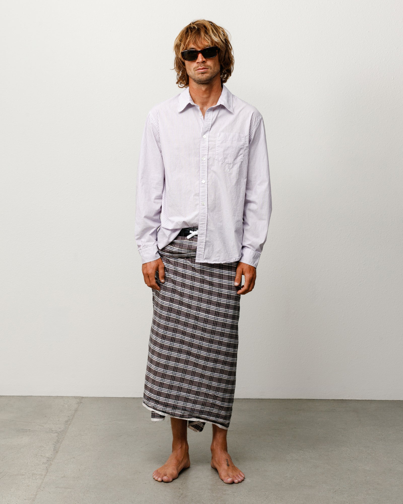 Stussy Standard Shirt camicia viola stripe cotone boxy fit