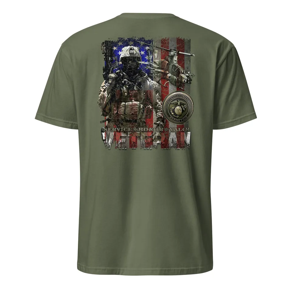 7.62 Design USMC Veteran Flag maglietta verde cotone XL