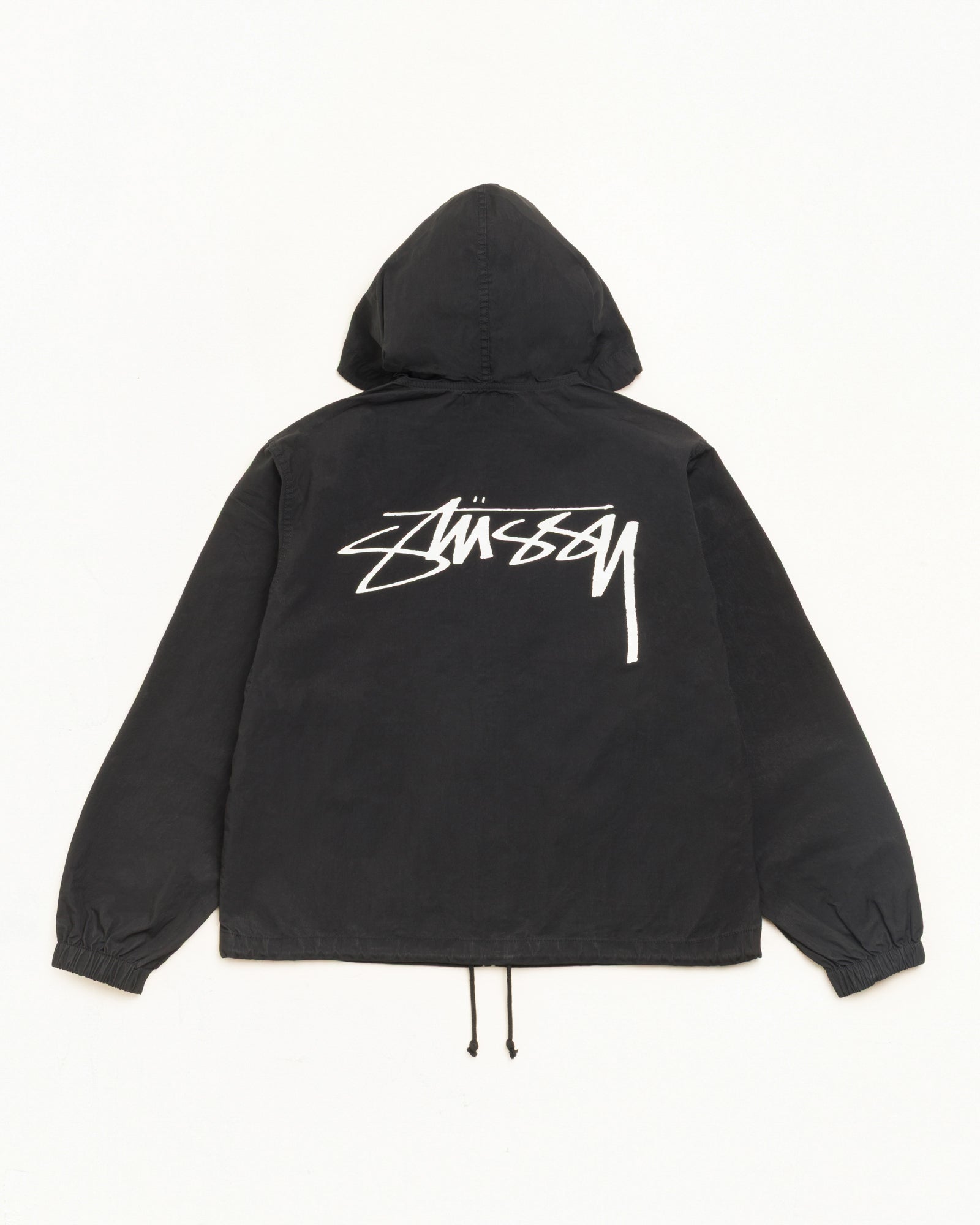 Stussy Outerwear Beach Shell giacca nera cotone cerato zip YKK