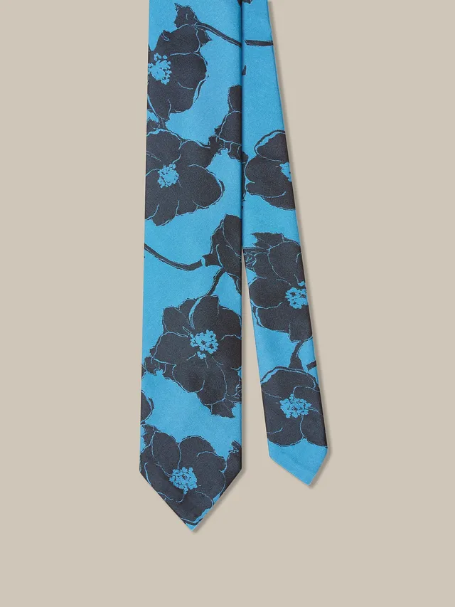 Robert Talbott Duvall cravatta seta azzurra floreale