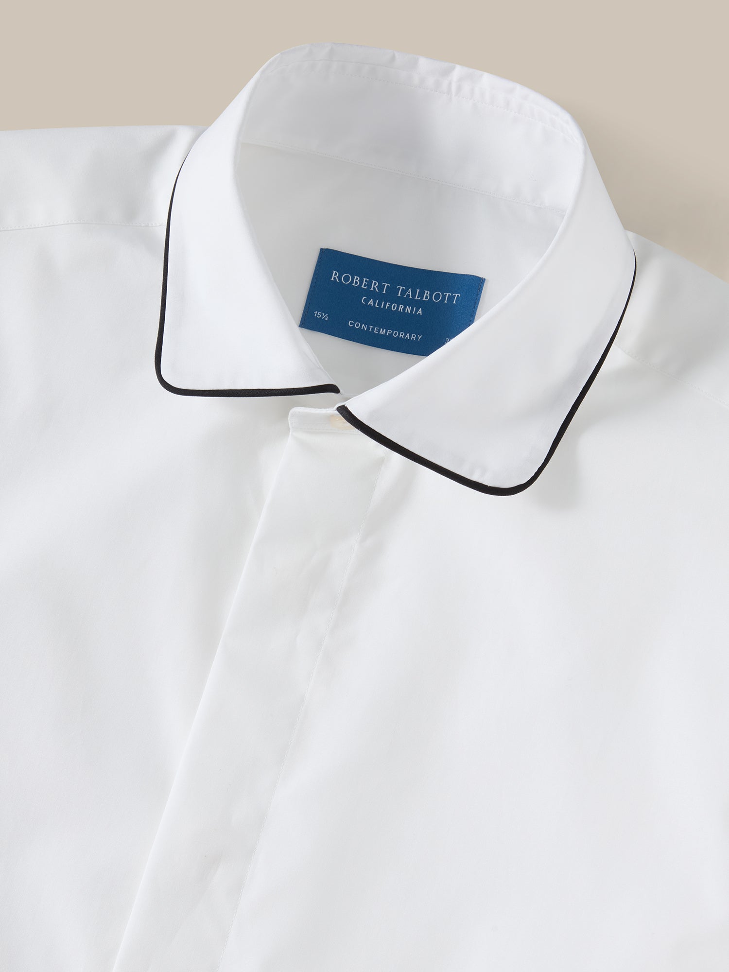 Robert Talbott Reeves Piped Camicia formal uomo White cotone