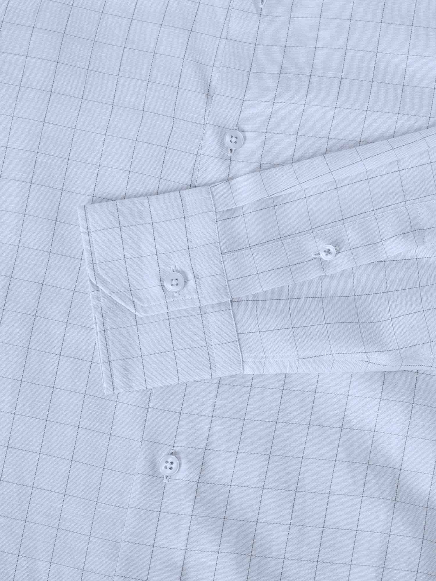 Robert Talbott Reynolds Windowpane camicia blu lino