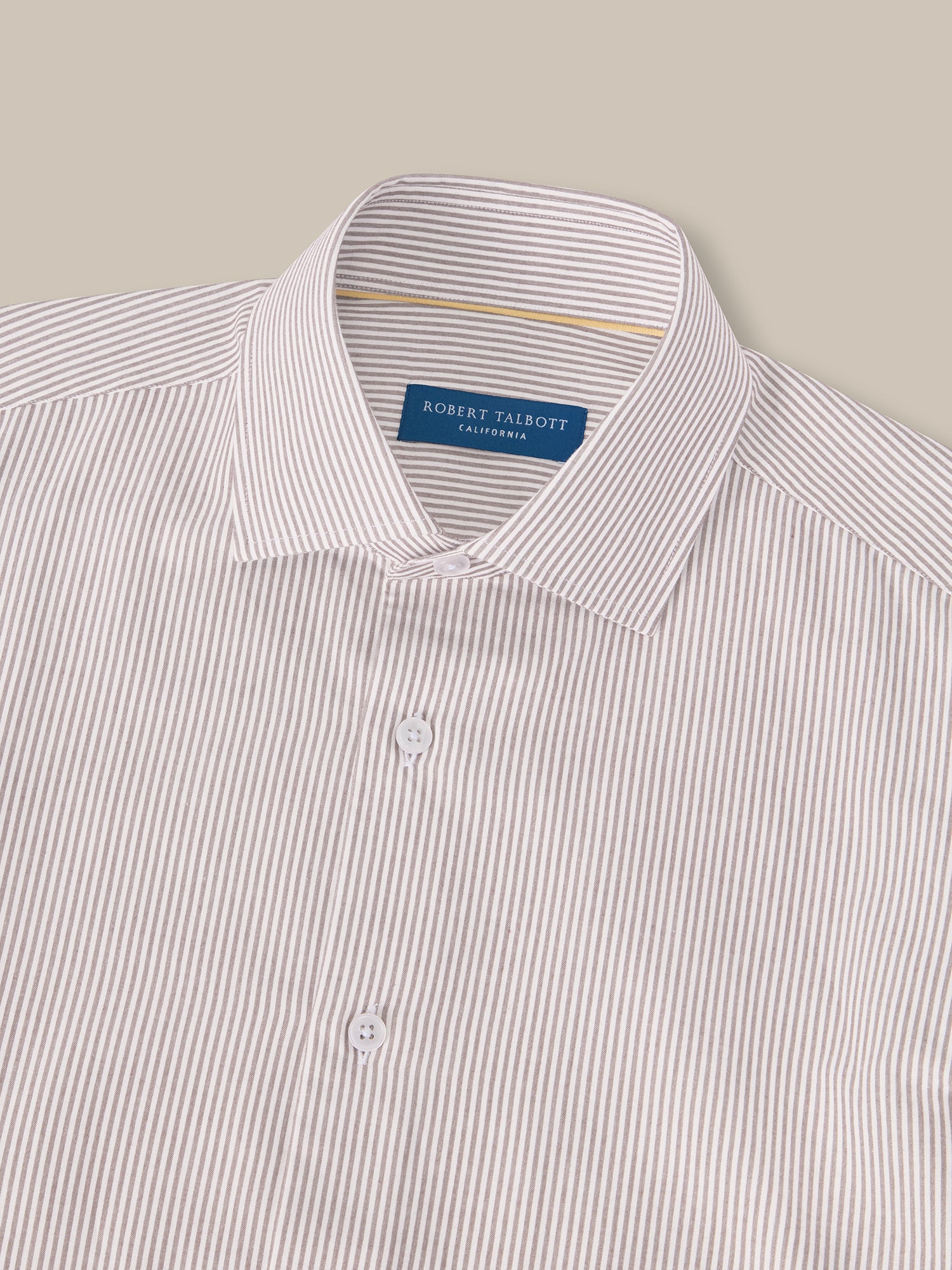 Robert Talbott Reynolds camicia cotone marrone a righe sottili
