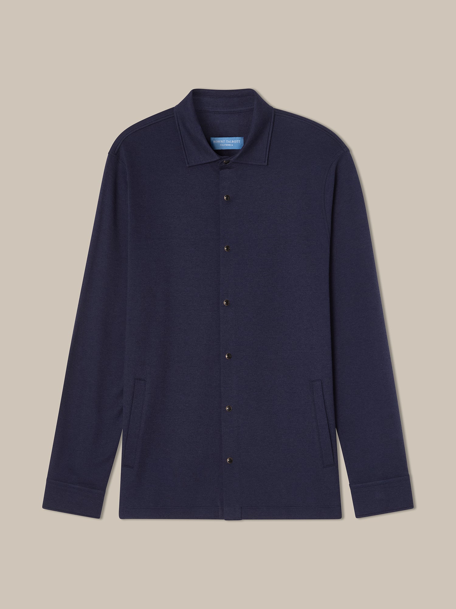 Robert Talbott Walter Cashmere Blend Camicia Navy Bottoni Automatici