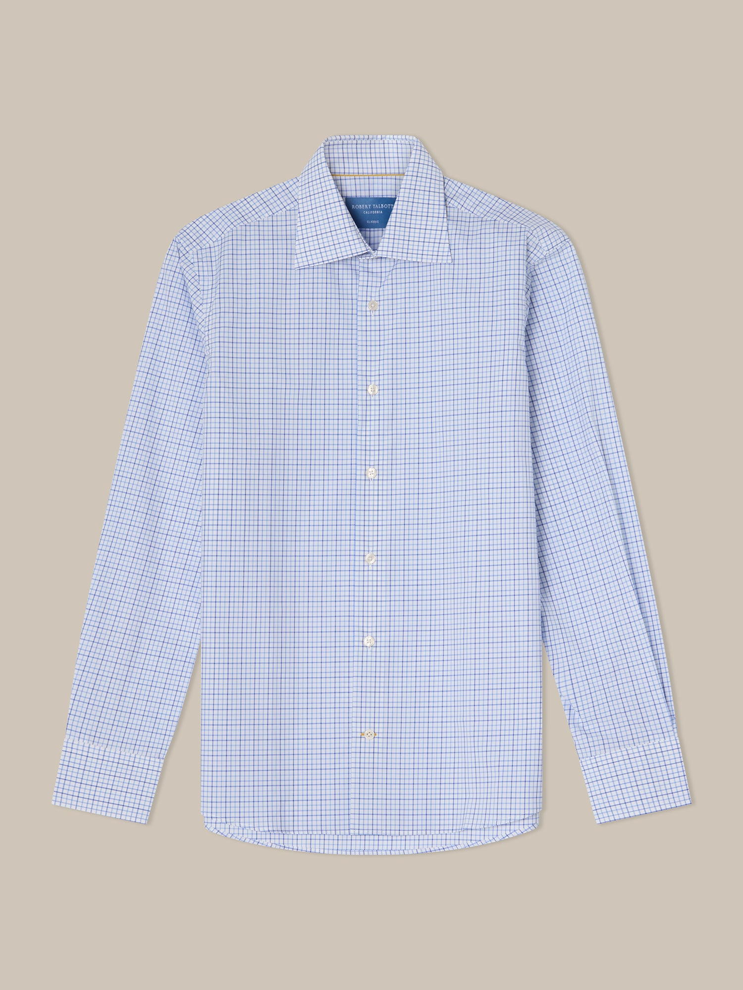 Robert Talbott Dress Shirts Madison Check camicia poplin azzurra