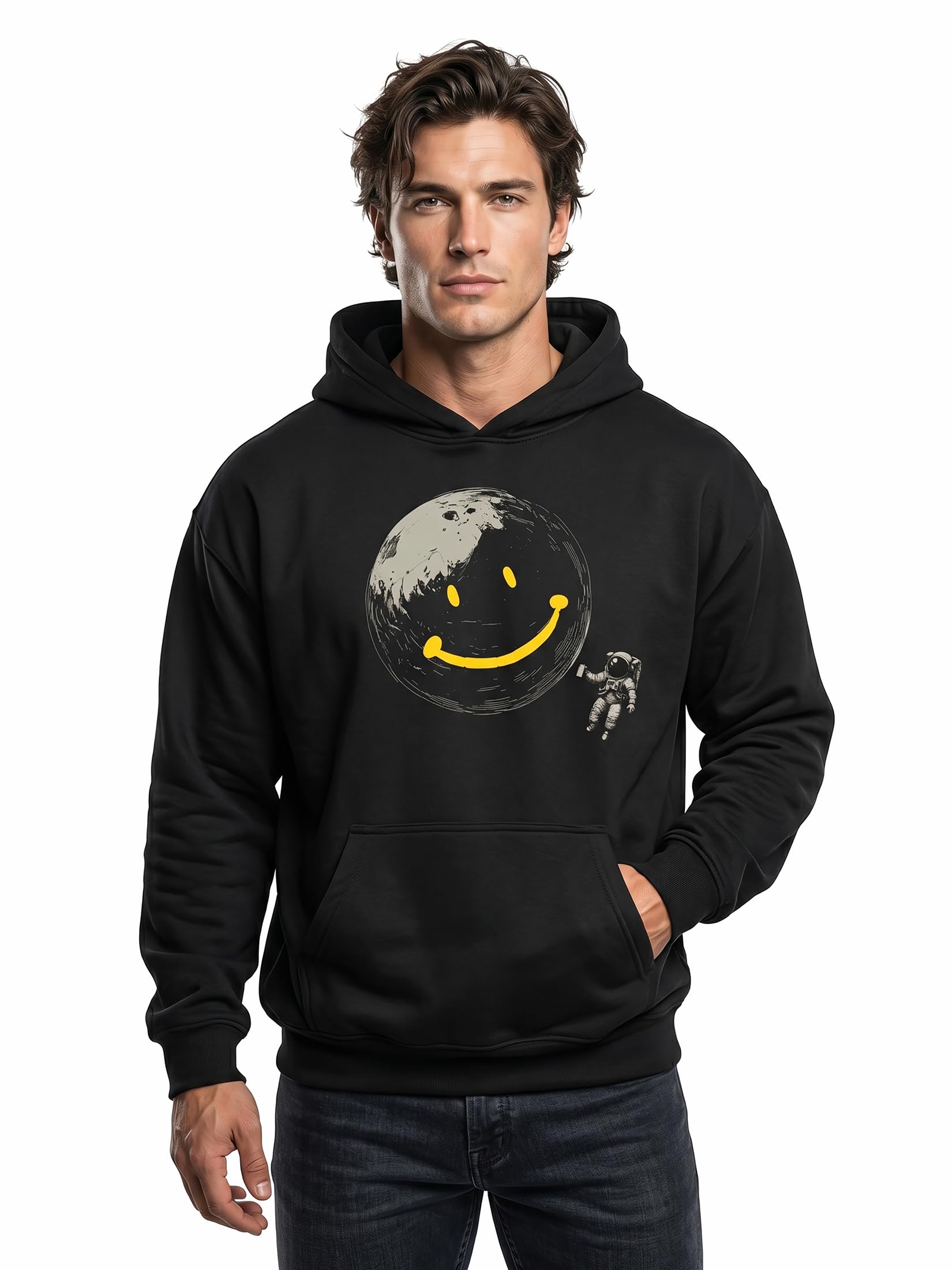 MAKAYA Luna Graffiti felpa con cappuccio uomo 4XL astronauta