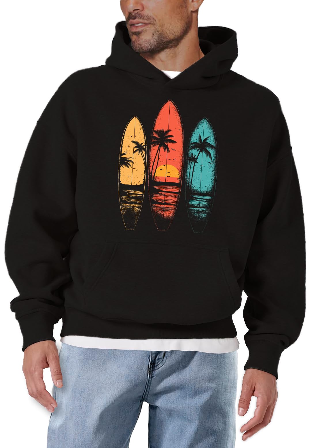 MAKAYA Surf Palme felpa con cappuccio uomo M vintage
