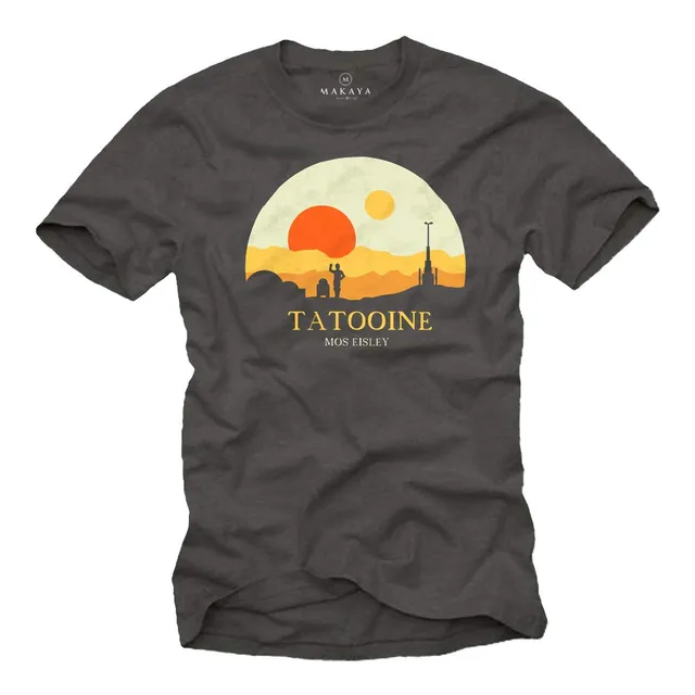 MAKAYA T-Shirt Uomo Tatooine Star Mos Eisley Maglietta Cotone