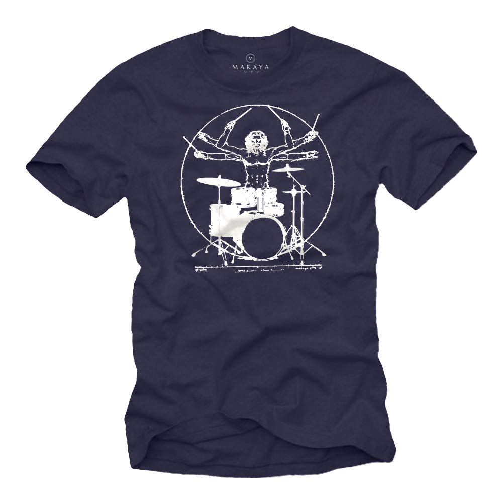 Makaya Drummer Batterista T-Shirt Uomo Cotone Manica Corta